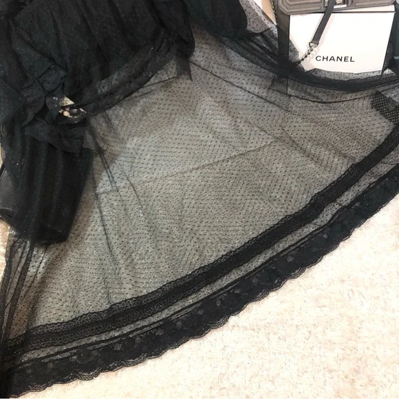 NWT Happy Nature illusion semi sheer lace black maxi dress size medium - Picture 10 of 12